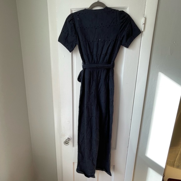 NWOT Whistles Zoe Eyelet Jumpsuit Navy Blue Front Zip Sz Small $279 - Picture 5 of 12